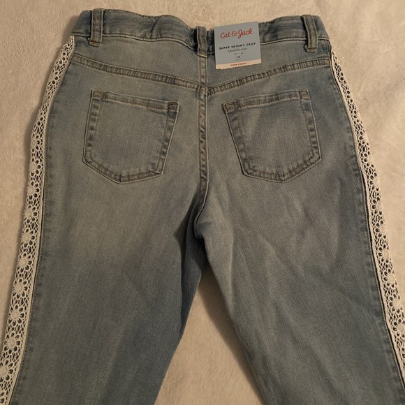 Cat & Jack New Girls Crop Super Stretch Lace Denim Jeans Light Wash Size 12 - Picture 7 of 8